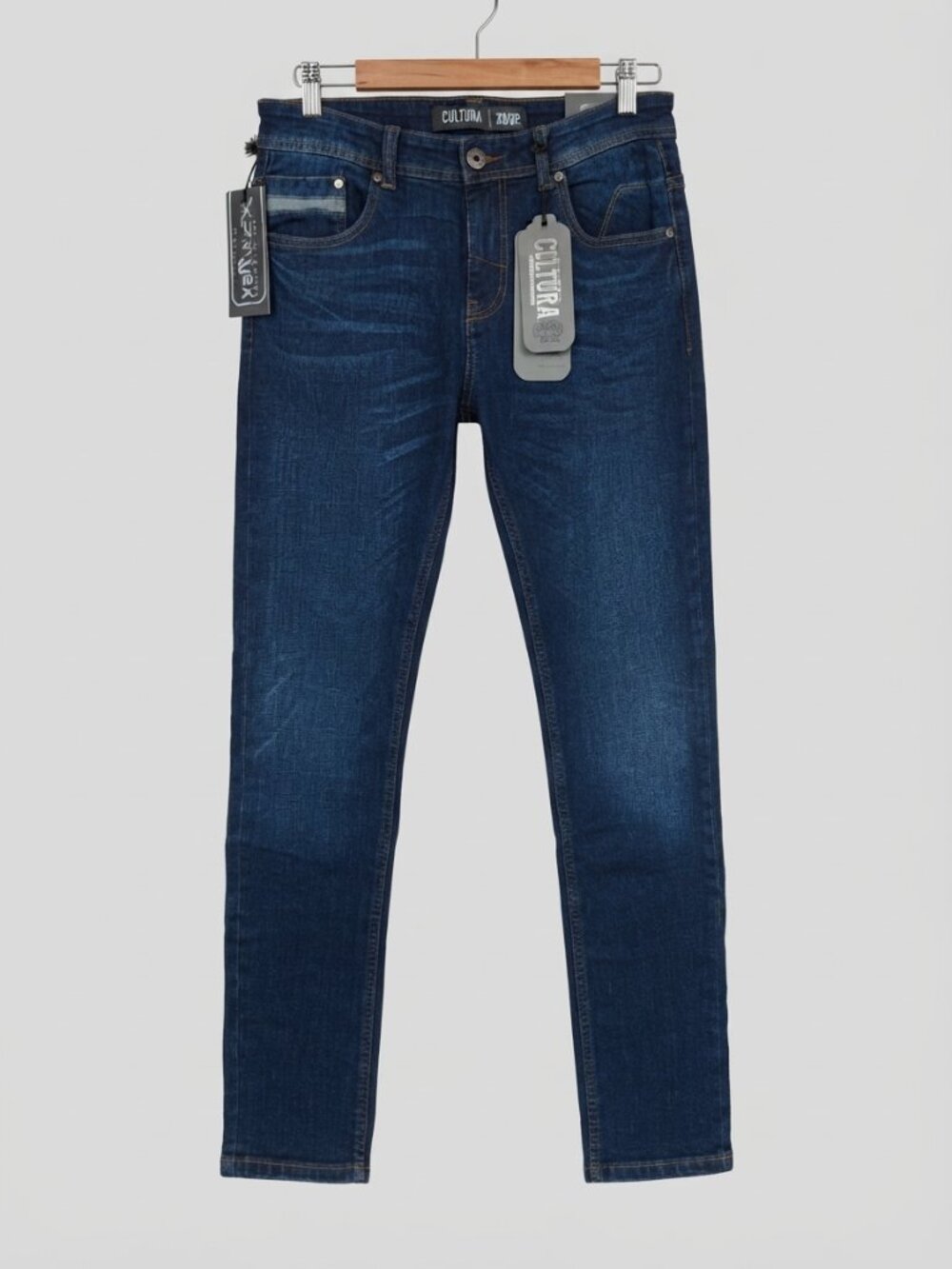 Cultura Mens Basic Casual Stretch Washed Denim Jeans Flex Skinny Slim Fit 32x32